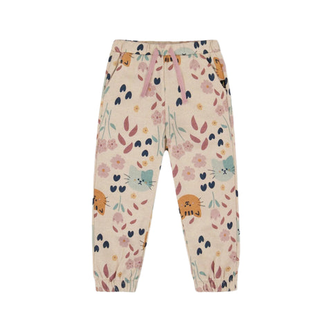 Deux Par Deux French Terry Sweatpant - Oatmeal Cat-Pumpkin Pie Kids Canada