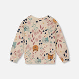 Deux Par Deux French Terry Sweatshirt - Oatmeal Cat-Pumpkin Pie Kids Canada