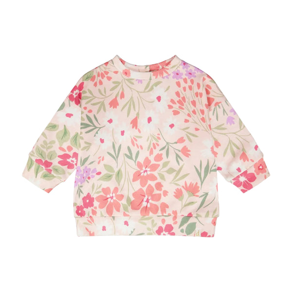Deux Par Deux French Terry Sweatshirt - Pink Meadow-Pumpkin Pie Kids Canada
