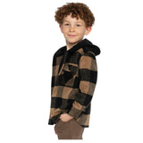 Deux Par Deux Hooded Flanel Shirt - Brown Plaid-J20U19-2J272 4-Pumpkin Pie Kids Canada