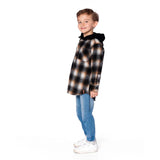 Deux Par Deux Hooded Flannel Shirt - Plaid-Pumpkin Pie Kids Canada