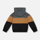 Deux Par Deux Hooded Fleece Sweatshirt - Anthracite-Pumpkin Pie Kids Canada