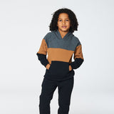 Deux Par Deux Hooded Fleece Sweatshirt - Anthracite-Pumpkin Pie Kids Canada