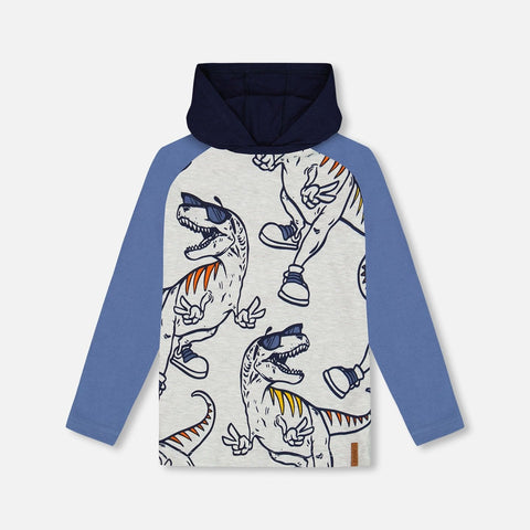 Deux Par Deux Hooded Top - Grey-Pumpkin Pie Kids Canada