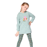 Deux Par Deux Hooded Tunic - Iceberg Green-Pumpkin Pie Kids Canada