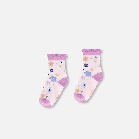 Deux Par Deux Jacquard Socks - Violet Tulle-Pumpkin Pie Kids Canada