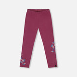 Deux Par Deux Jersey Leggings - Amaranth-Pumpkin Pie Kids Canada