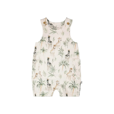 Deux Par Deux Jersey Romper - Zebra Jungle-Pumpkin Pie Kids Canada
