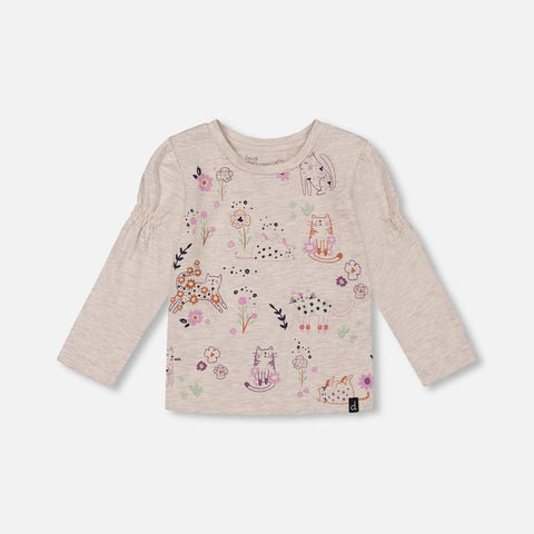 Deux Par Deux Jersey Top - Oatmeal-Pumpkin Pie Kids Canada