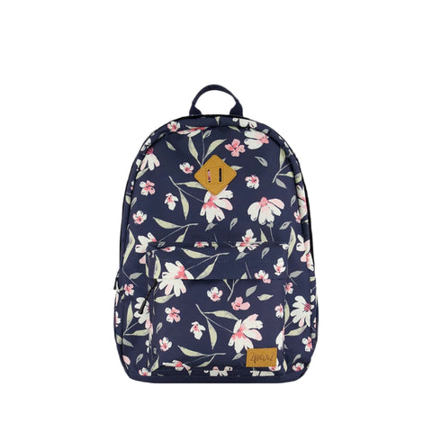 Deux Par Deux Kids Backpack - Navy Flower-Pumpkin Pie Kids Canada