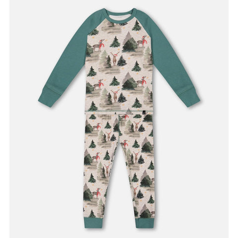 Deux Par Deux Organic Pajama Set - Christmas Deer-Pumpkin Pie Kids Canada