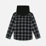 Deux Par Deux Polar Hooded Shirt - Plaid-G20U19-000 5-Pumpkin Pie Kids Canada
