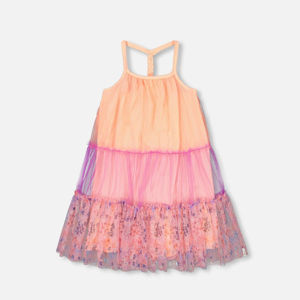 Deux Par Deux Sleeveless Dress - Multicolour-Pumpkin Pie Kids Canada
