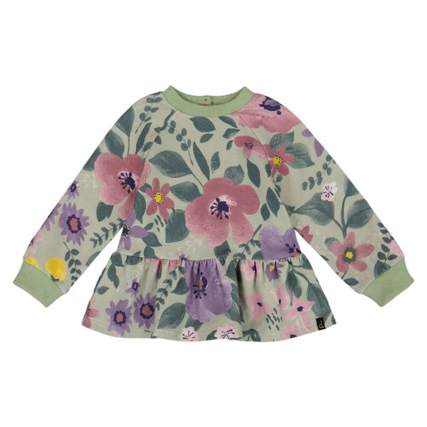 Deux Par Deux Stretch Fleece Top - Watercolour-H20F30-046 12M-Pumpkin Pie Kids Canada