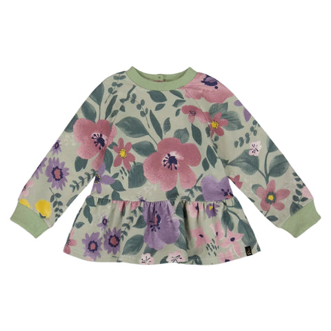 Deux Par Deux Stretch Fleece Top - Watercolour-H20F30-046 12M-Pumpkin Pie Kids Canada