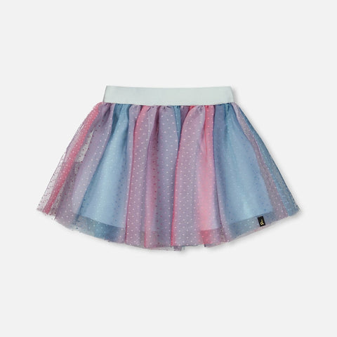 Deux Par Deux Tulle Skirt - Polka Dot Multicolour-Pumpkin Pie Kids Canada