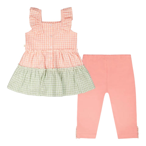 Deux Par Deux Tunic & Capri - Coral Vichy-Pumpkin Pie Kids Canada
