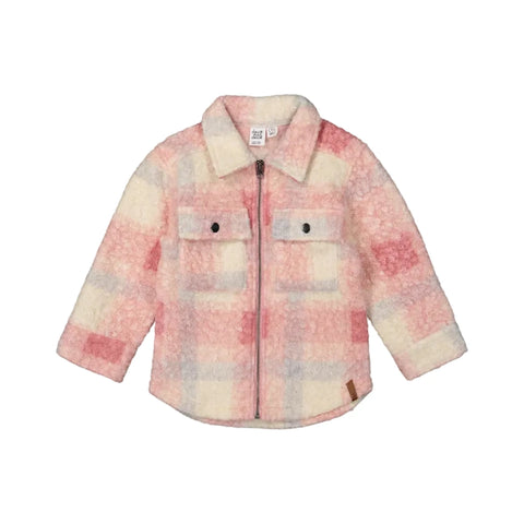 Deux Par Deux Zipped Overshirt - Pink Plaid-J20YG18-2J281 4-Pumpkin Pie Kids Canada