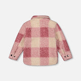 Deux Par Deux Zippered Overshirt - Pink Plaid-Pumpkin Pie Kids Canada
