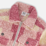 Deux Par Deux Zippered Overshirt - Pink Plaid-Pumpkin Pie Kids Canada