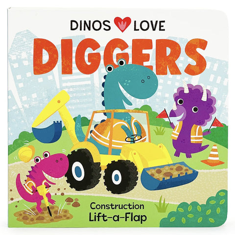 Dinos Love Diggers Board Book-Pumpkin Pie Kids Canada