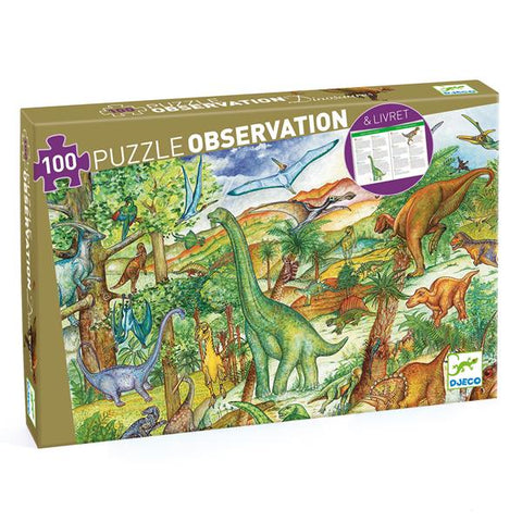 Djeco Observation Puzzle 100pc - Dinosaurs-DJ07424-Pumpkin Pie Kids Canada