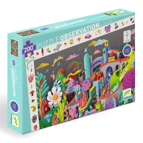 Djeco Observation Puzzle 200pc - Crazy Town-Pumpkin Pie Kids Canada