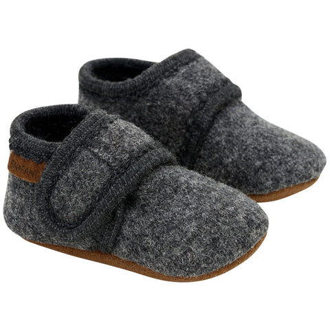 En Fant Wool Slippers - Dark Grey Melange-Pumpkin Pie Kids Canada