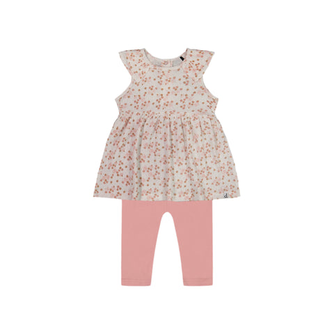 Deux Par Deux Tunic & Legging Set - Pink Ditsy Flowers