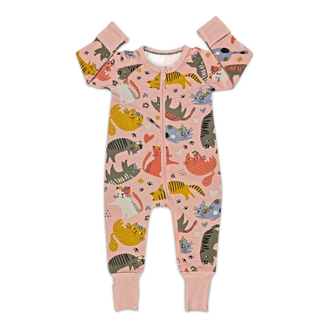 Good Luck Sock Coverall Pajamas - Kitty Cats-80021-Pumpkin Pie Kids Canada