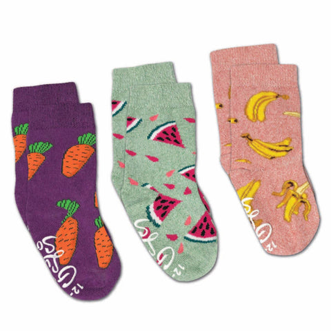 Good Luck Sock Crew Socks 3pk - Bananas, Carrots & Watermelon-10052-Pumpkin Pie Kids Canada