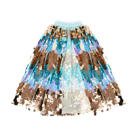 Great Pretenders 5th Ave Pailette Cape - Mermaid-Pumpkin Pie Kids Canada