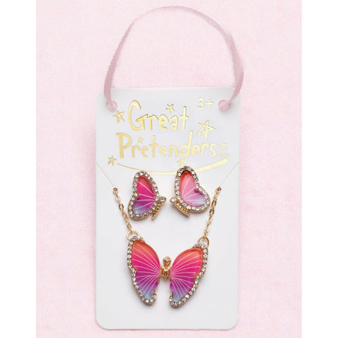 Great Pretenders Boutique Butterfly Necklace & Studded Earing Set-Pumpkin Pie Kids Canada