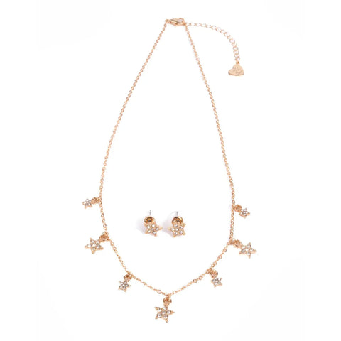 Great Pretenders Boutique Chic Rising Star Necklace & Earrings-92211-Pumpkin Pie Kids Canada