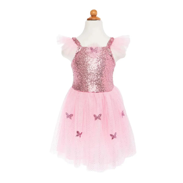 Great Pretenders Pink Sequins Butterfly Dress-32315 5-7-Pumpkin Pie Kids Canada
