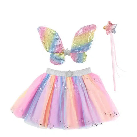 Great Pretenders Rainbow Sequins Skirt, Wings & Wand Set-42925 4-6-Pumpkin Pie Kids Canada
