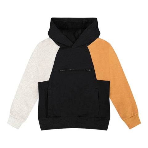 Deux Par Deux Hooded Sweatshirt - Anthracite-Pumpkin Pie Kids Canada