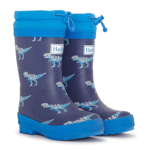 Haltey Sherpa Lined Rain Boots - T-Rex Attack-F24TRK1569 6-Pumpkin Pie Kids Canada