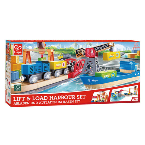 Hape Lift & Load Harbour Rail Set-E3791-Pumpkin Pie Kids Canada