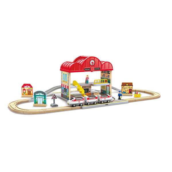 Hape Portable Train Station Set-E3877-Pumpkin Pie Kids Canada