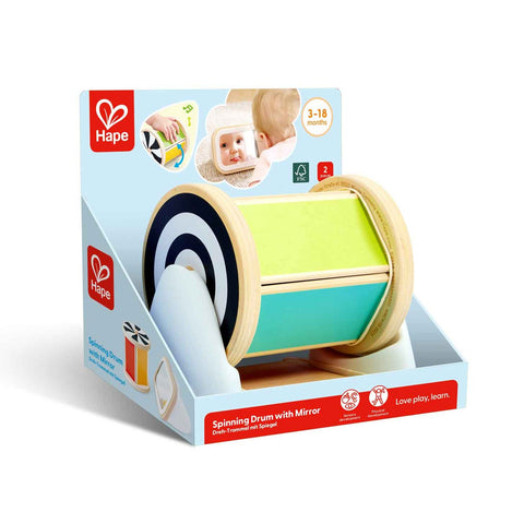 Hape Spinning Drum with Mirror-E0139-Pumpkin Pie Kids Canada