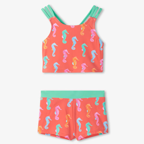 Hatley 2pc Short Swimsuit - Painted Sea Horse-Pumpkin Pie Kids Canada