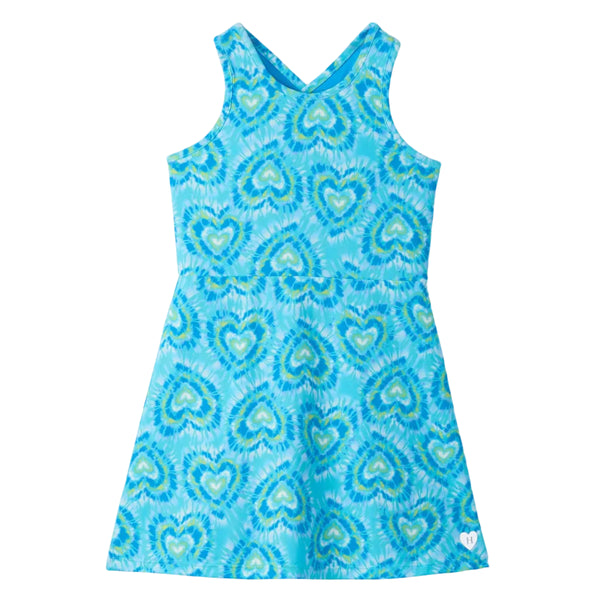 Hatley A-line Dress - Blue Candy Hearts-Pumpkin Pie Kids Canada