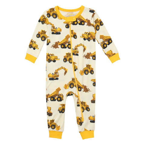 Hatley Bamboo Coverall Sleeper - Construction Trucks-F26CTI1575 6-9M-Pumpkin Pie Kids Canada