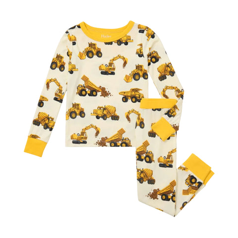 Hatley Bamboo Pajama Set - Construction Trucks-F26CTK1975 2-Pumpkin Pie Kids Canada