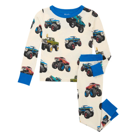 Hatley Bamboo Pajama Set - Mega Monster Truck-Pumpkin Pie Kids Canada