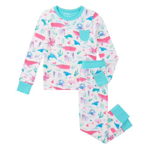 Hatley Bamboo Pajama Set - Painted Sealife-S26PSK1765 3-Pumpkin Pie Kids Canada