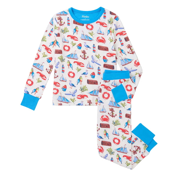 Hatley Bamboo Pajama Set - Painted Seascape-Pumpkin Pie Kids Canada