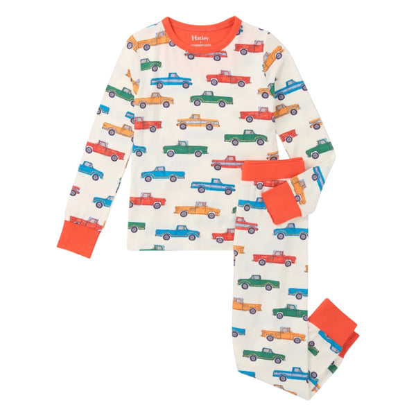 Hatley Bamboo Pajama Set - Trucks-S26TCK1975 3-Pumpkin Pie Kids Canada