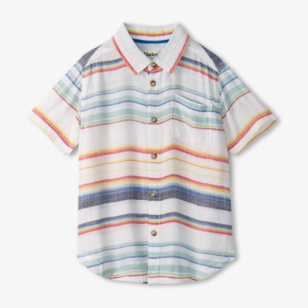 Hatley Button Down Shirt - Summer Stripe-S24SSK1619 3-Pumpkin Pie Kids Canada